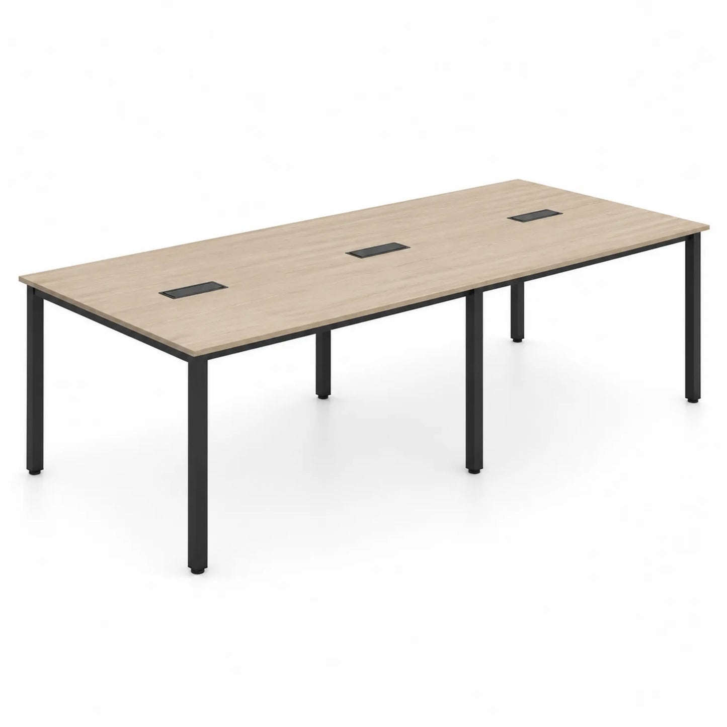 Scrivania da Ufficio Rettangolare in MDF e Metallo 300x120x75 cm Rovere/Nero