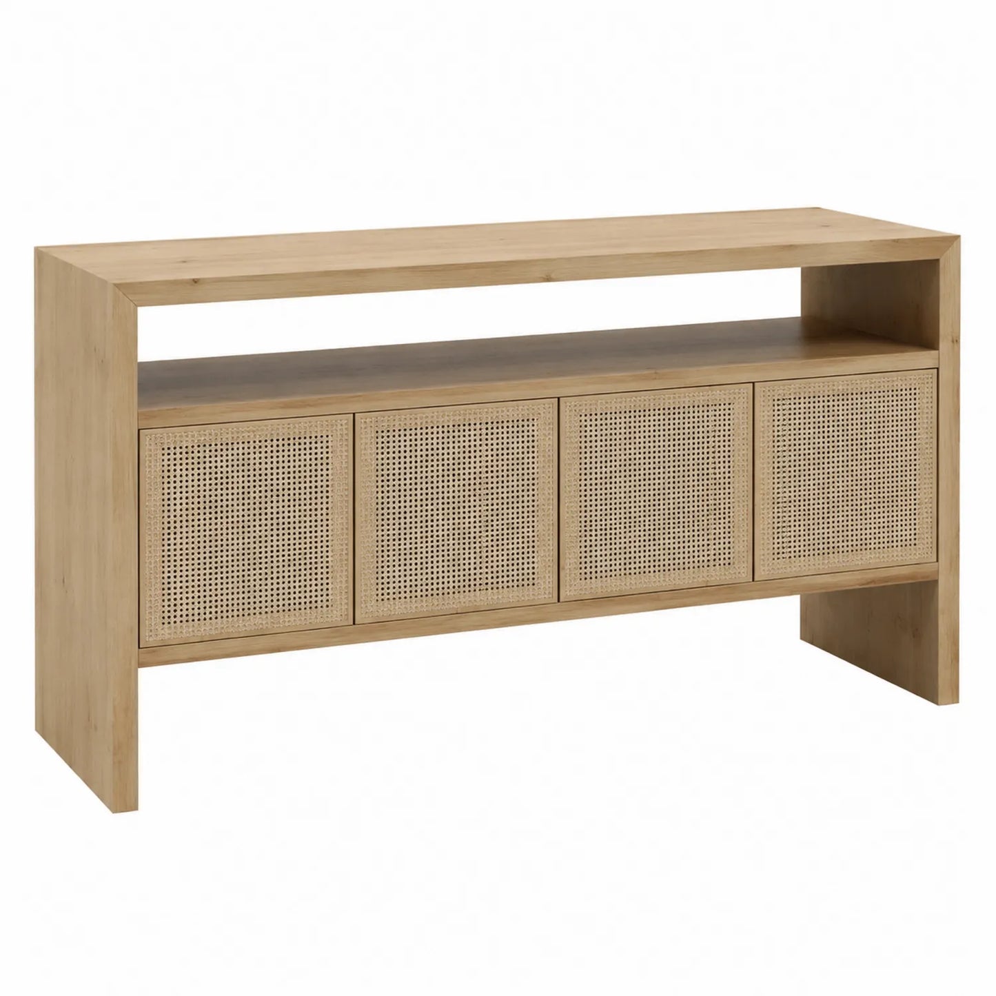 Credenza in legno con ante in rattan 120x40x80 cm