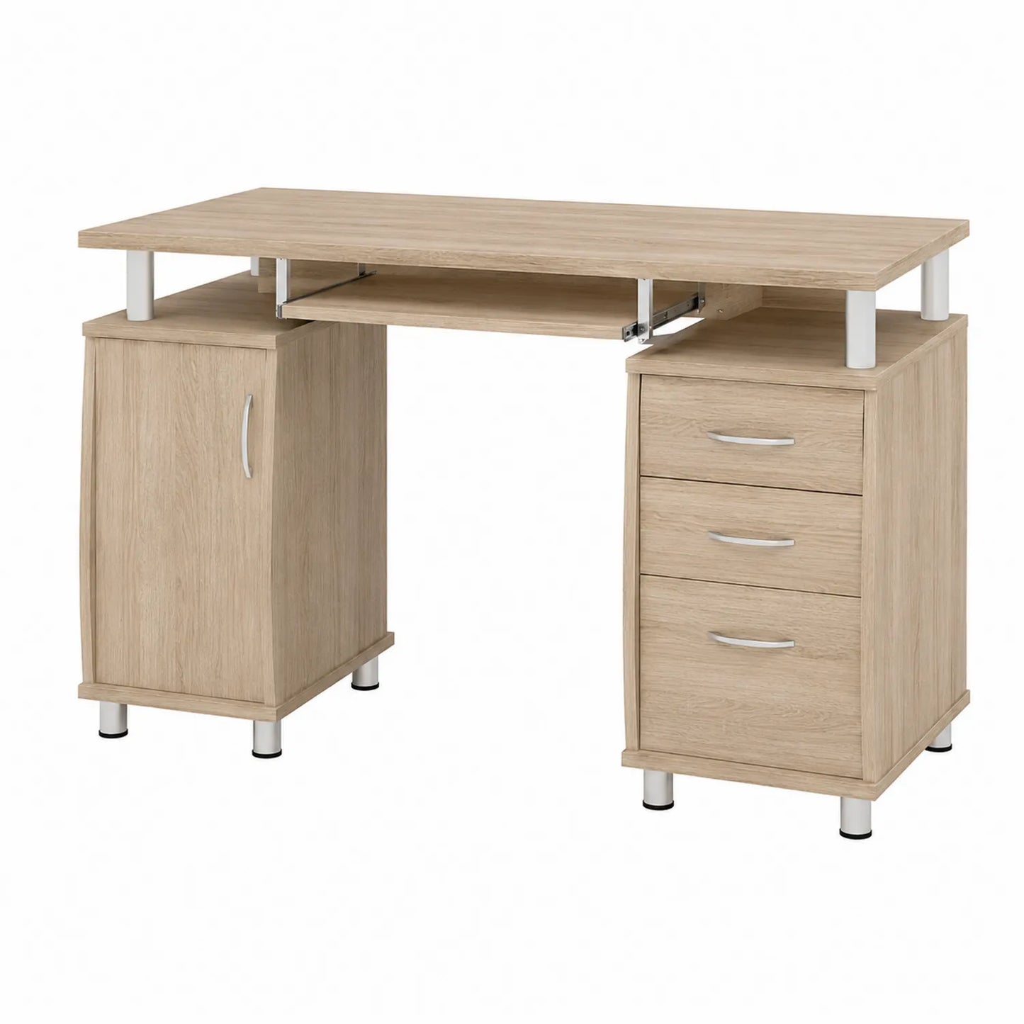 Scrivania in legno melaminico con cassetti e anta 120x60x75 cm