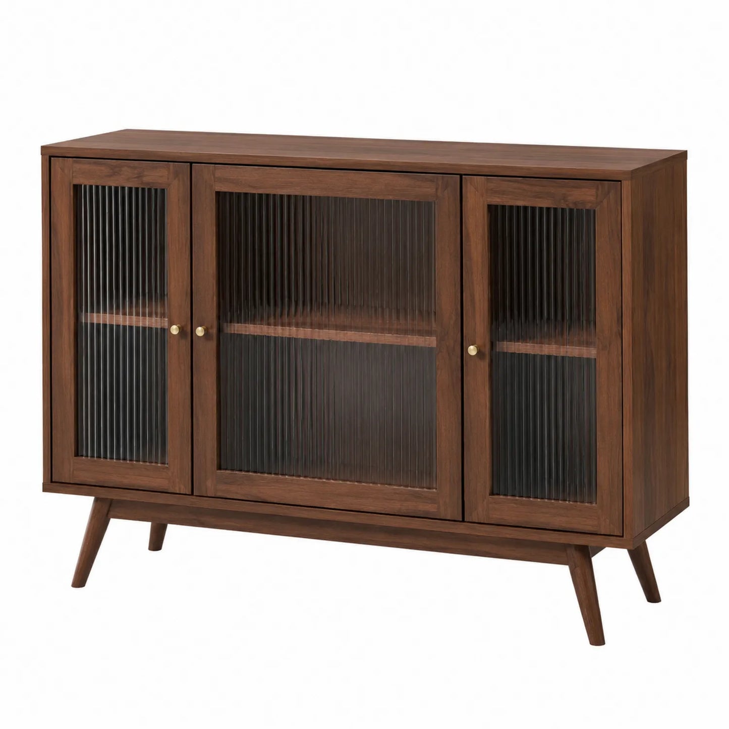 Credenza in legno con ante in vetro temperato marrone 120x40x85 cm