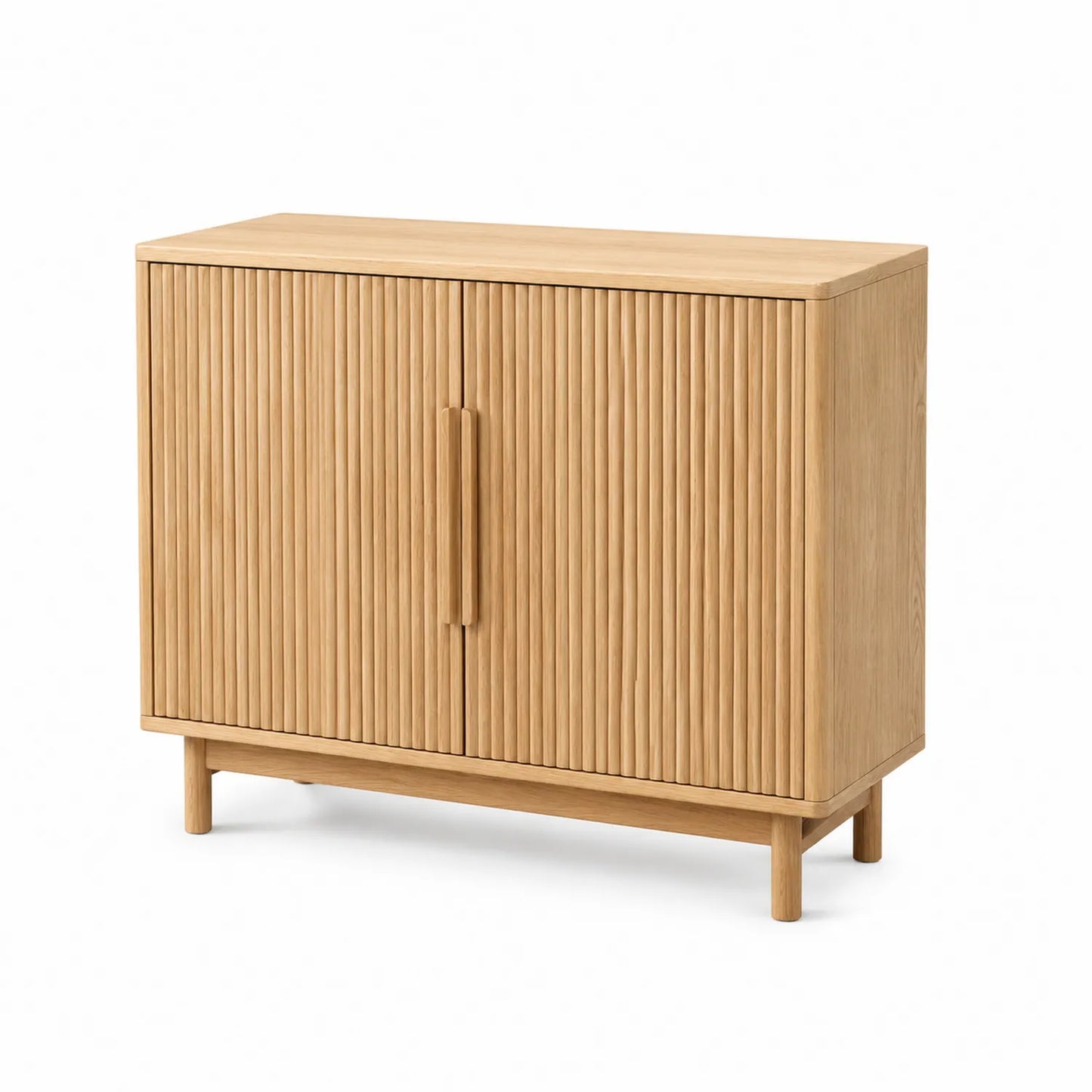 Credenza in legno massello di quercia con motivi verticali