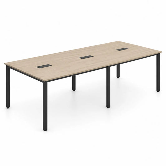 Scrivania da Ufficio Rettangolare in MDF e Metallo 300x120x75 cm Rovere/Nero