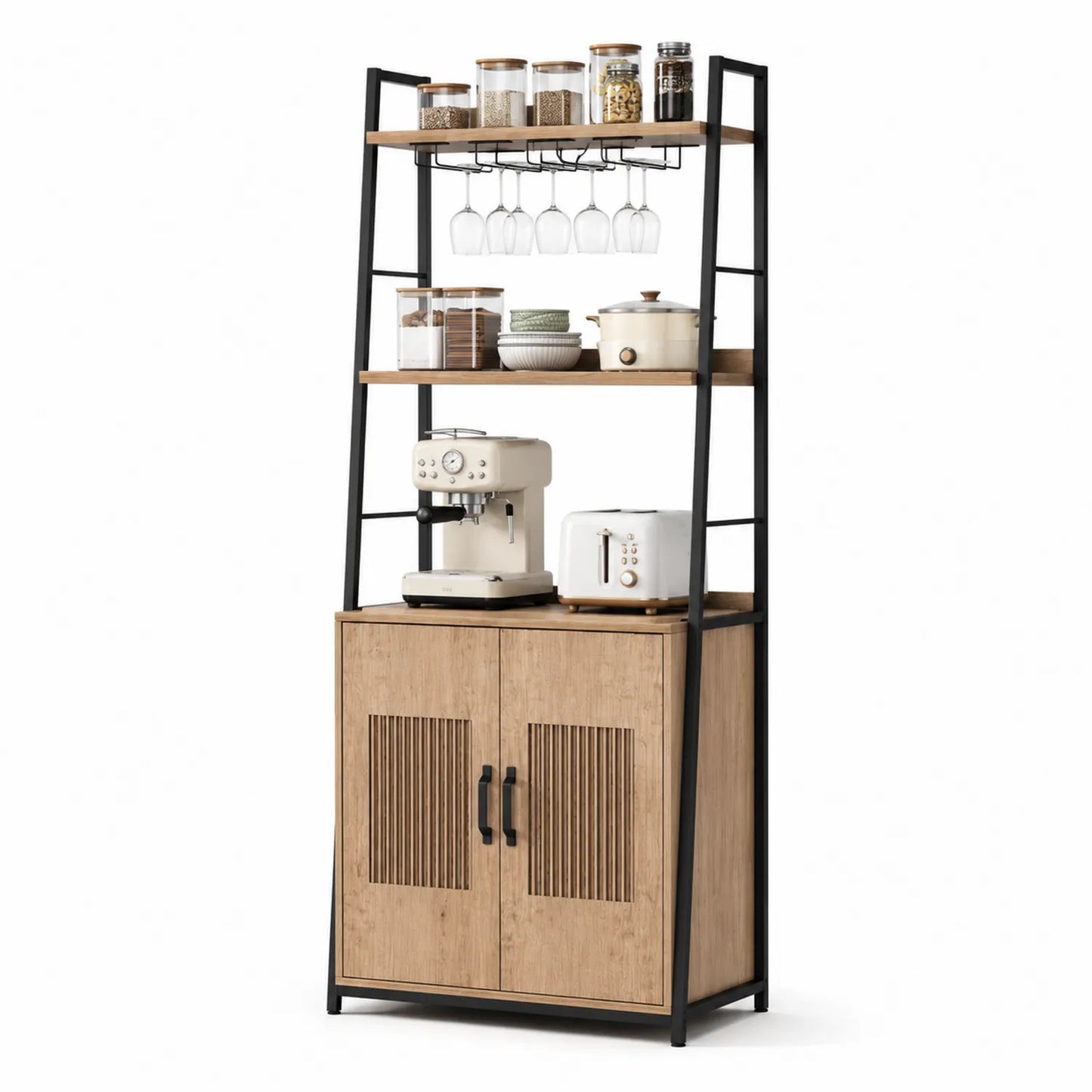 Scaffale Cucina in Metallo e Legno Marrone/Nero