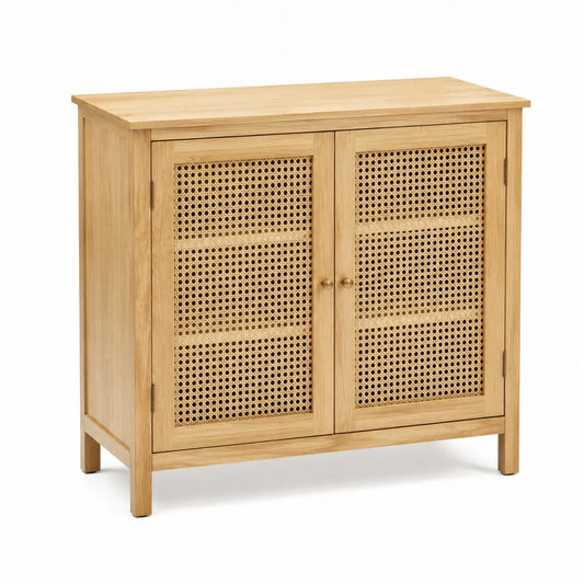 Credenza in legno e rattan 80x30x85 cm
