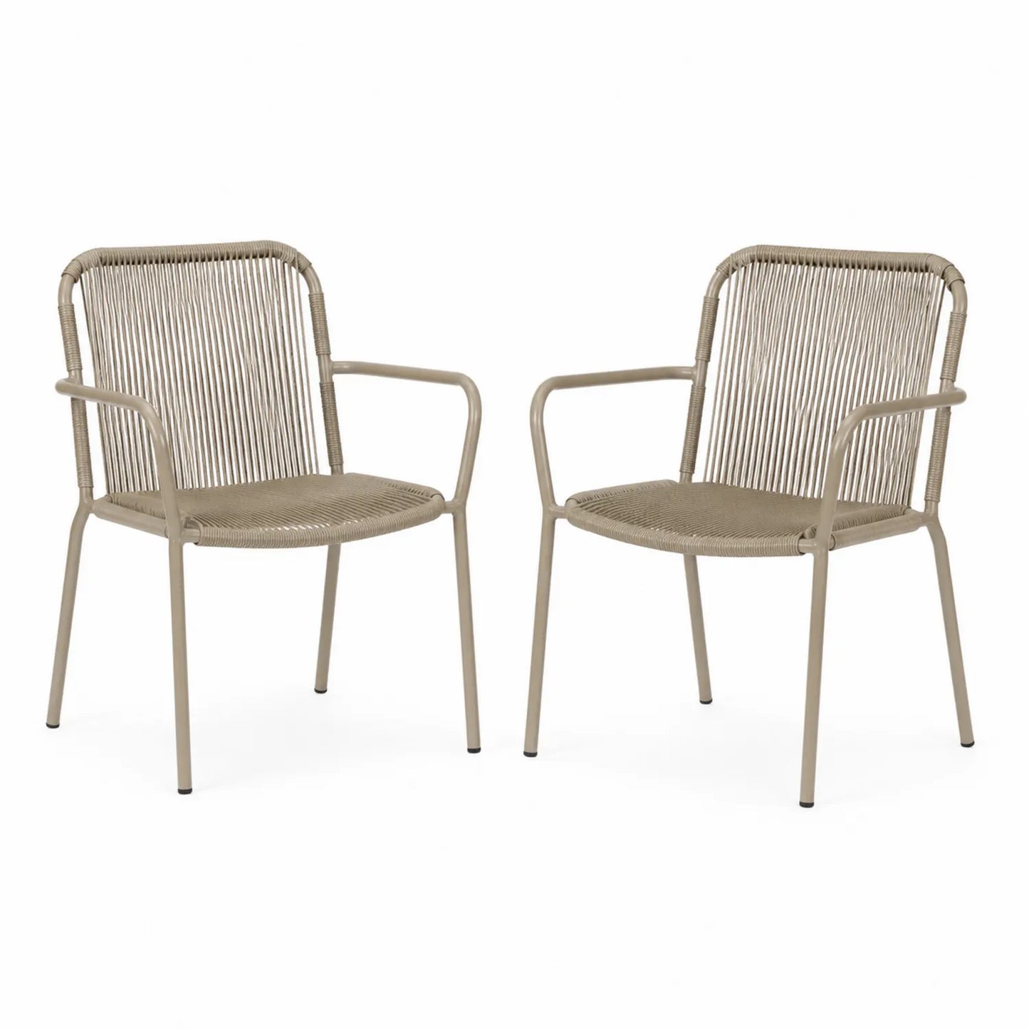 Set di 2 sedie da esterno in acciaio e corda beige