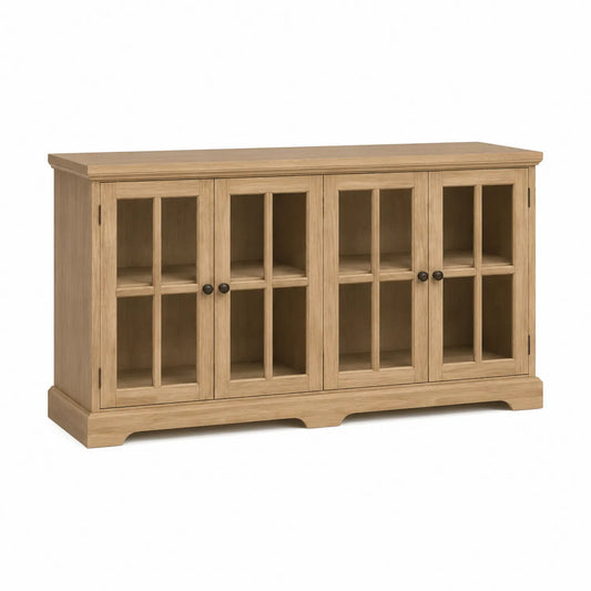 Credenza in legno con ante in vetro temperato 160x40x85 cm