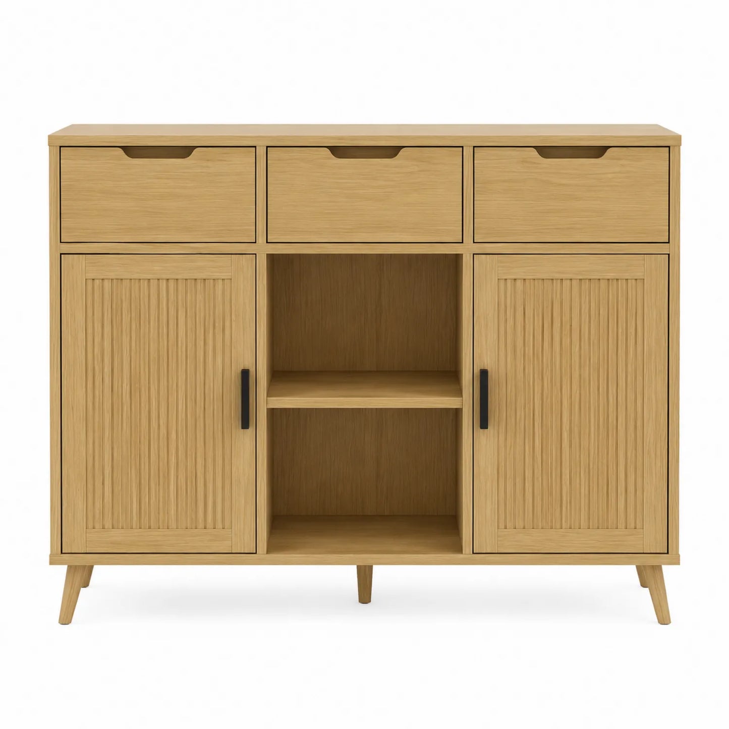 Mobile contenitore in truciolato con 3 cassetti e 2 ante Beige 90x40x80 cm