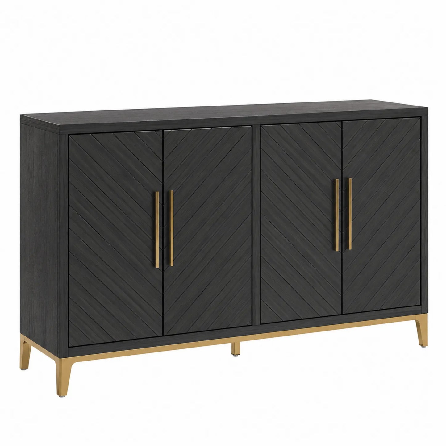 Credenza in MDF Grigio con Gambe in Metallo Dorato