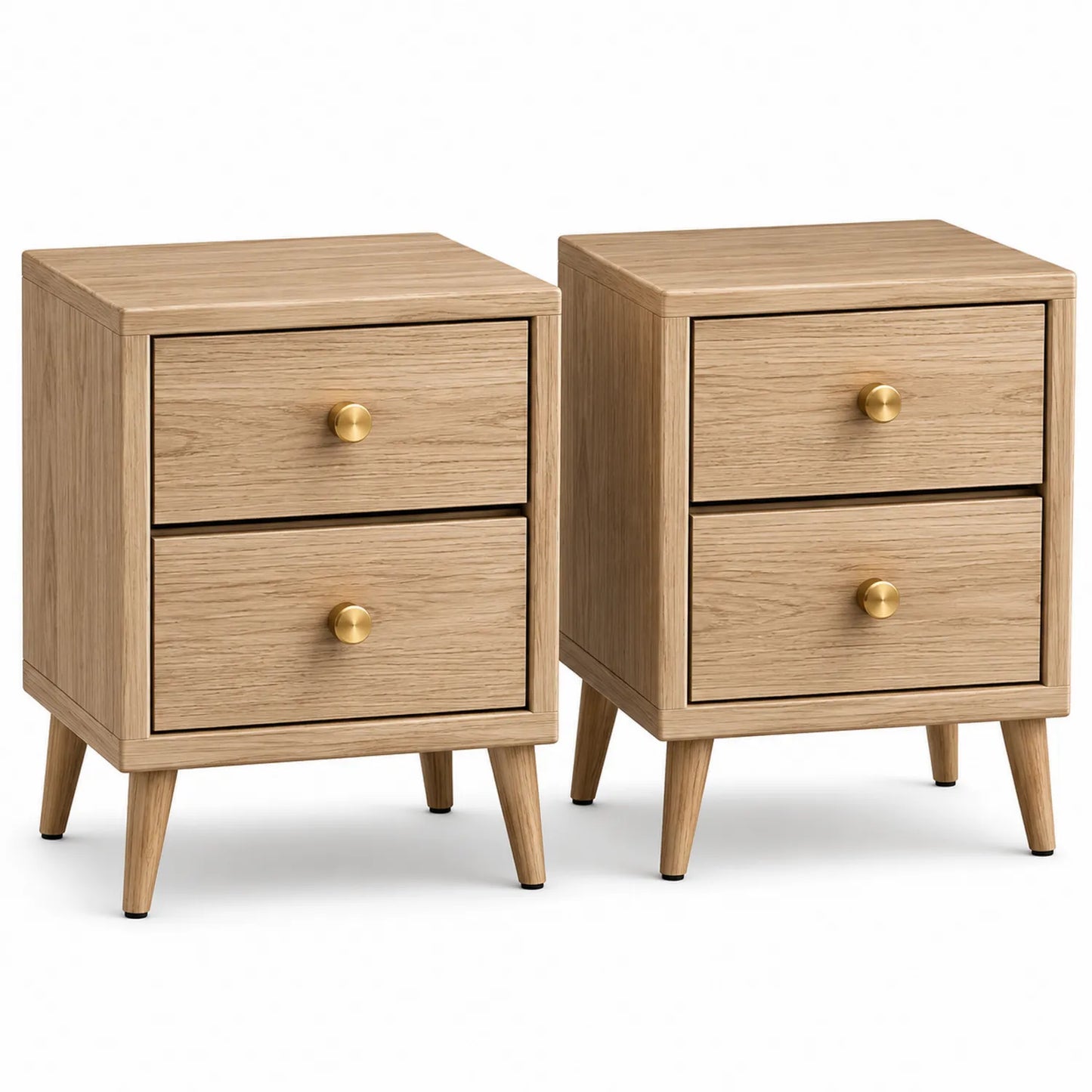 Set di 2 comodini in legno con 2 cassetti