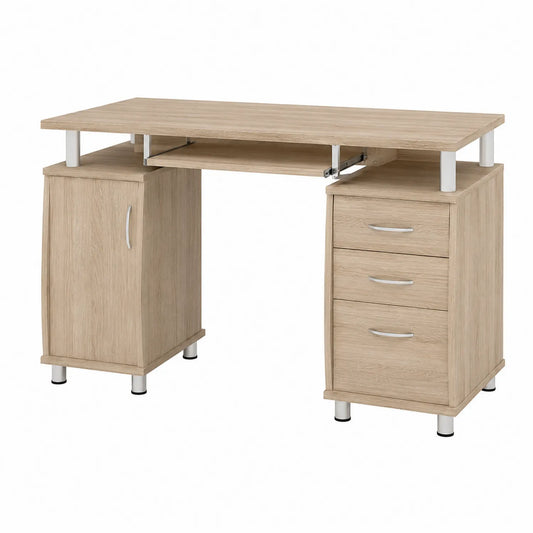 Scrivania in legno melaminico con cassetti e anta 120x60x75 cm
