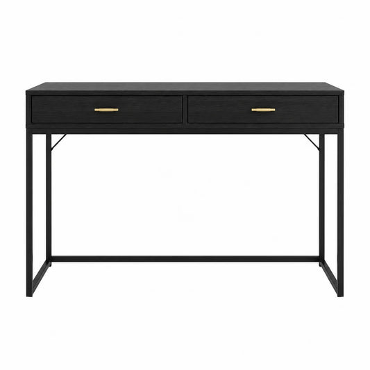 Scrivania ufficio in legno e metallo nero con cassetti