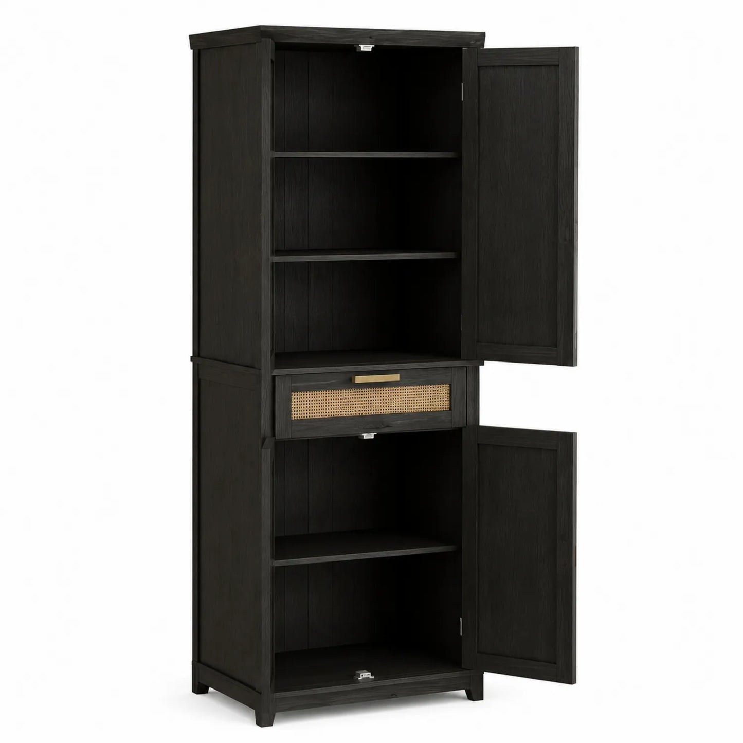 Armadio contenitore in legno nero con ante e cassetto 180x60x40 cm