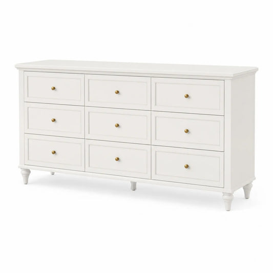 Cassettiera in legno bianco con 9 cassetti