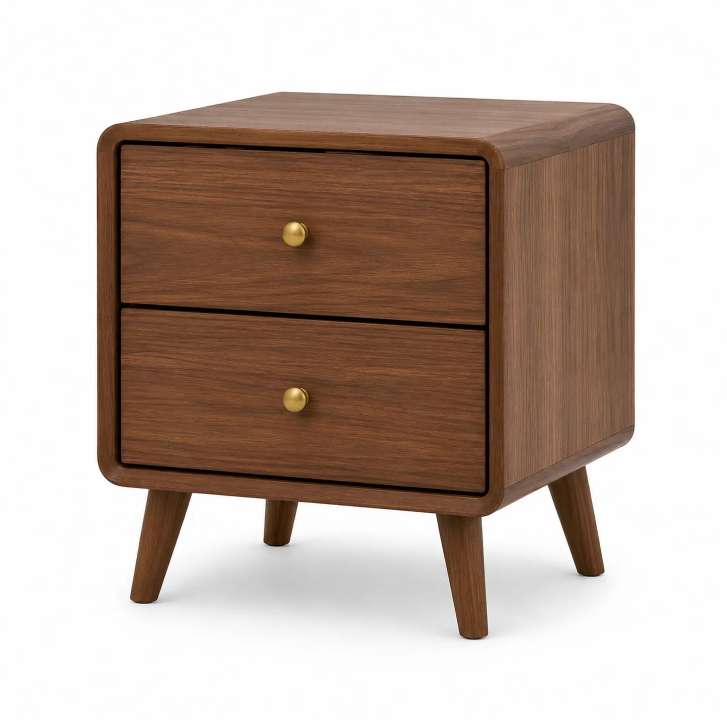Comodino in legno a 2 cassetti noce chiaro